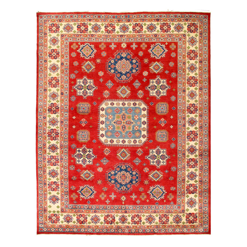 Tapis Kazak finement noué à la main 9 pi x 11 pi 7 po