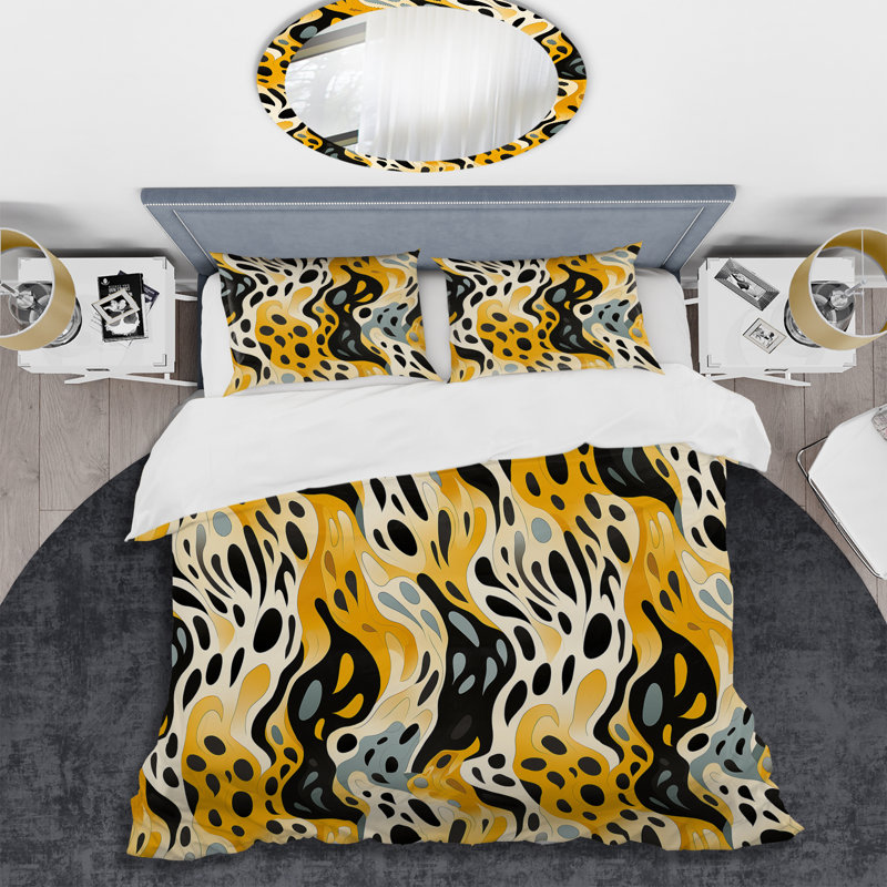 Ensemble de housse de couette orange et noir Classic Elegance Adventure, Housse de couette pour très grand lit et 2 très
