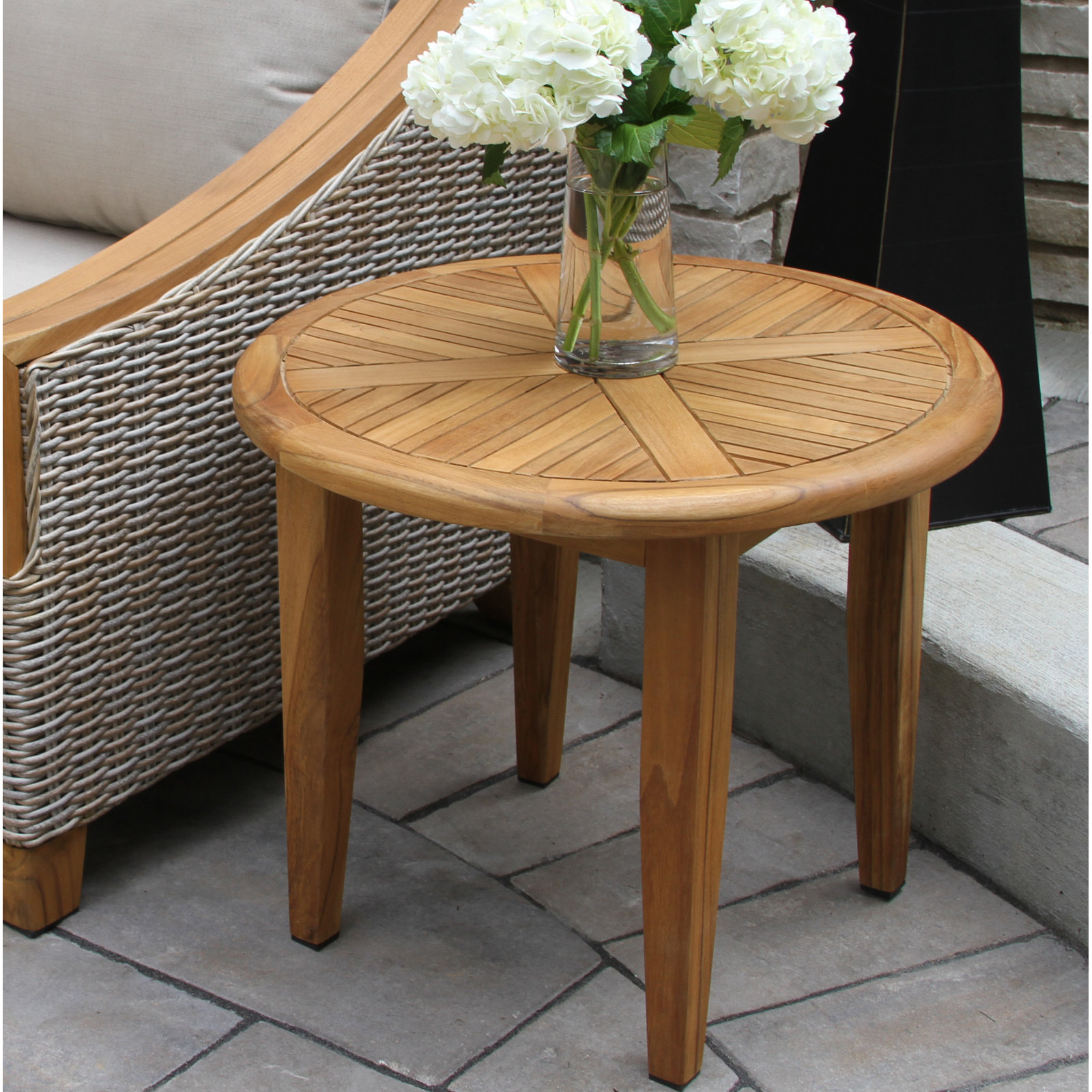 Akiva 24" Teak Patio Side Table
