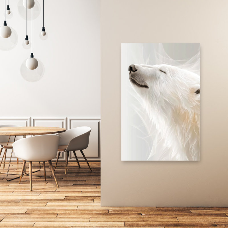 «Winter Animal», ours polaire 11, serein, abstrait, ours contemporain, forêt, art mural, H 48 po x l 32 po