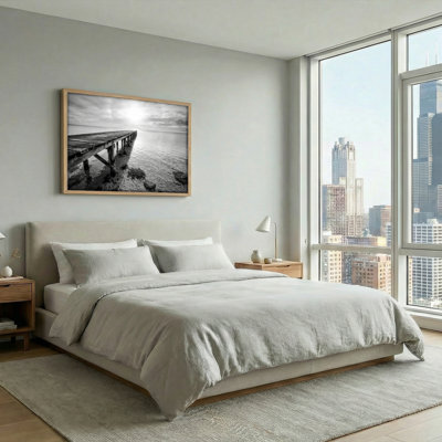 Ensemble de 1 tableau sur toile représentant un quai en bois
