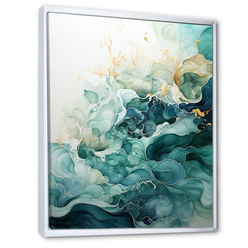 Jaici sarcelle or minimalisme sérénité en mouvement - décoration murale minimalisme, H 40 po x l 30 po x P 1,5 po