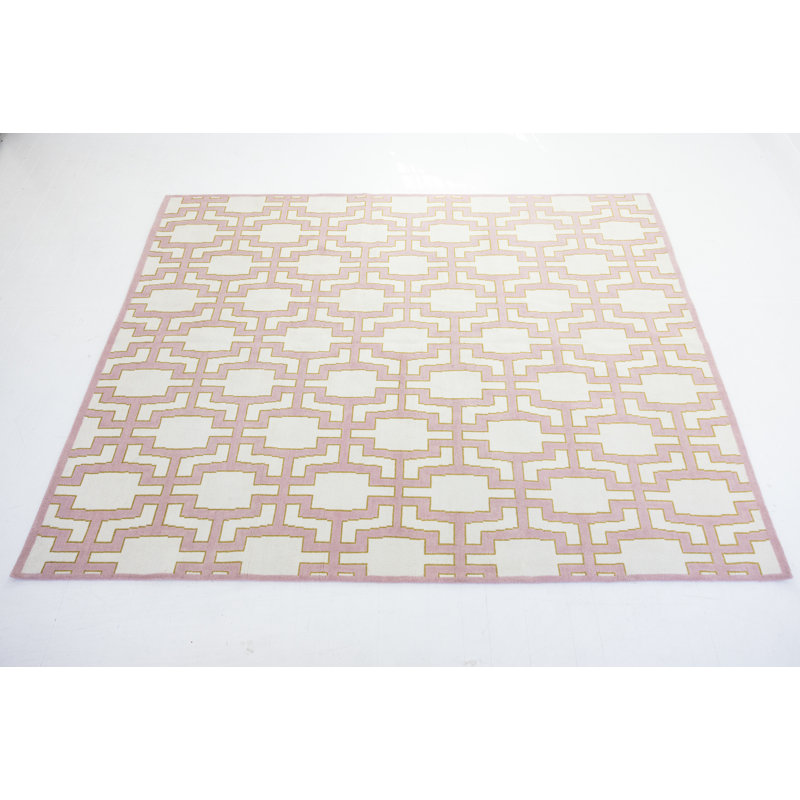 Della Hand Knotted Wool Geometric Area Rug, Rectangle 6' x 9', Blue