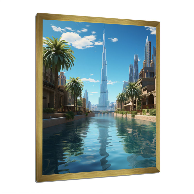 Cityscapes, reproduction d'art sur toile, Encadrement doré, H 32 po x l 16 po x P 1 po