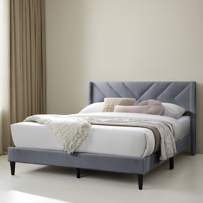Base de lit tapissier grand format, Gris