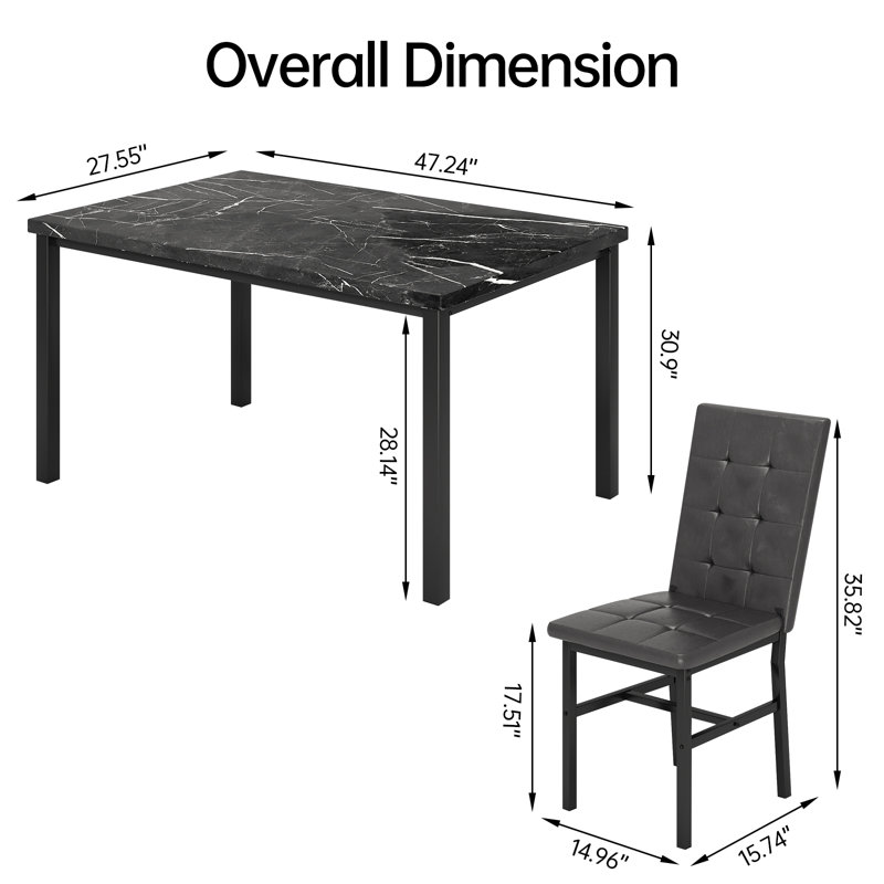 4 - Person Dining Set, Black, Black