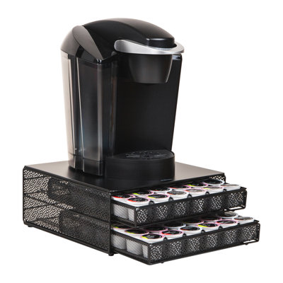 Single Serve Coffee Pod Organizer with 2 Drawers, 72 Pod Capacity, Metal, 13"L x 12.75"W x 5"H