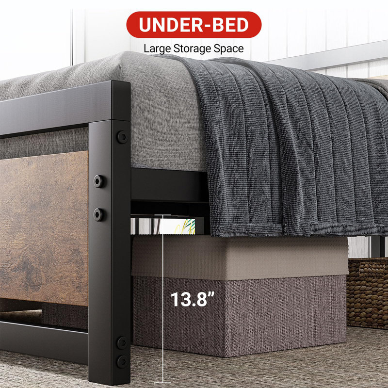 Base de lit pour très grand lit industriel avec tête de lit sans sommier tapissier, cadre de lit pour très grand lit facile à assembler 14 po