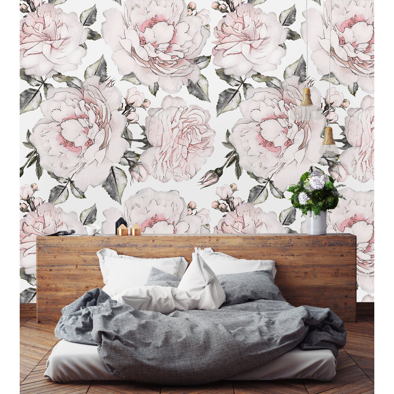 Panneau mural 4 pièces pivoines Knightsen, L 8,33 pi x l 100 po