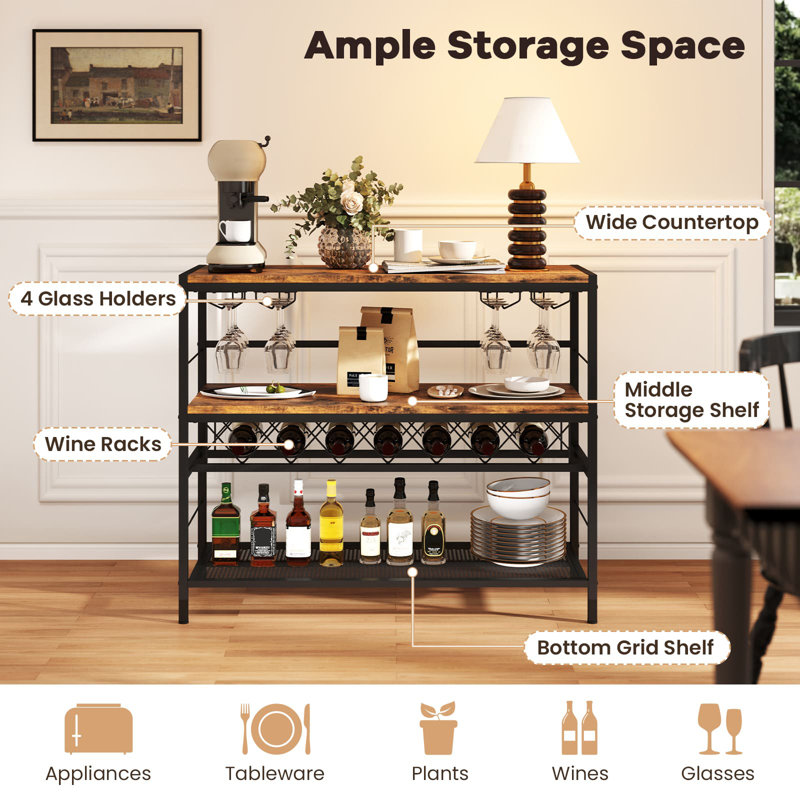 Open Shelving Wine Bottle & Glass Rack