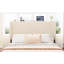 Structure de lit double beige avec station de charge dans la tête de lit avec rangement, fonctionnement silencieux, structure en métal, aucun sommier tapissier requis et fabrication robuste,-2137311448