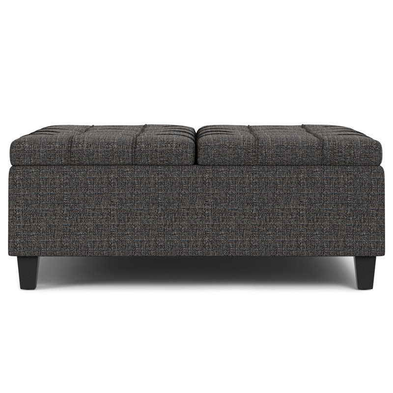 Repose-pieds capitonné carré transitionnel avec base robuste Harrison, Polyester gris