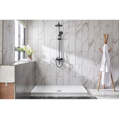 Calcutta Marble Acrylic Alcove Shower System 60"W x 30"D x 96"H