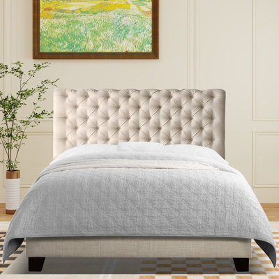 Lit tapissier en tissu, base de lit à hauteur réglable capitonnée