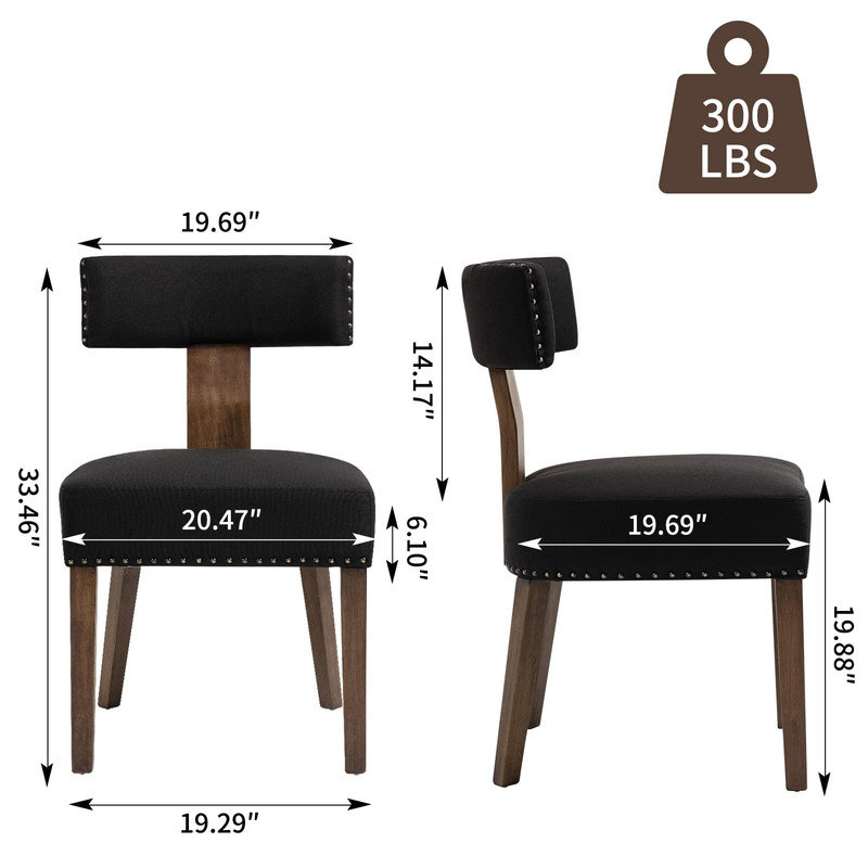 19.88'' H Fabric Upholstered Side Chair, Black, 6