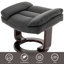 Fauteuil inclinable pivotant à 360 ° avec repose-pieds Meleri, fauteuil inclinable réglable en cuir PU avec base en bois, coussin épais rembourré pour le salon, la chambre à coucher, le bureau et les petits espaces