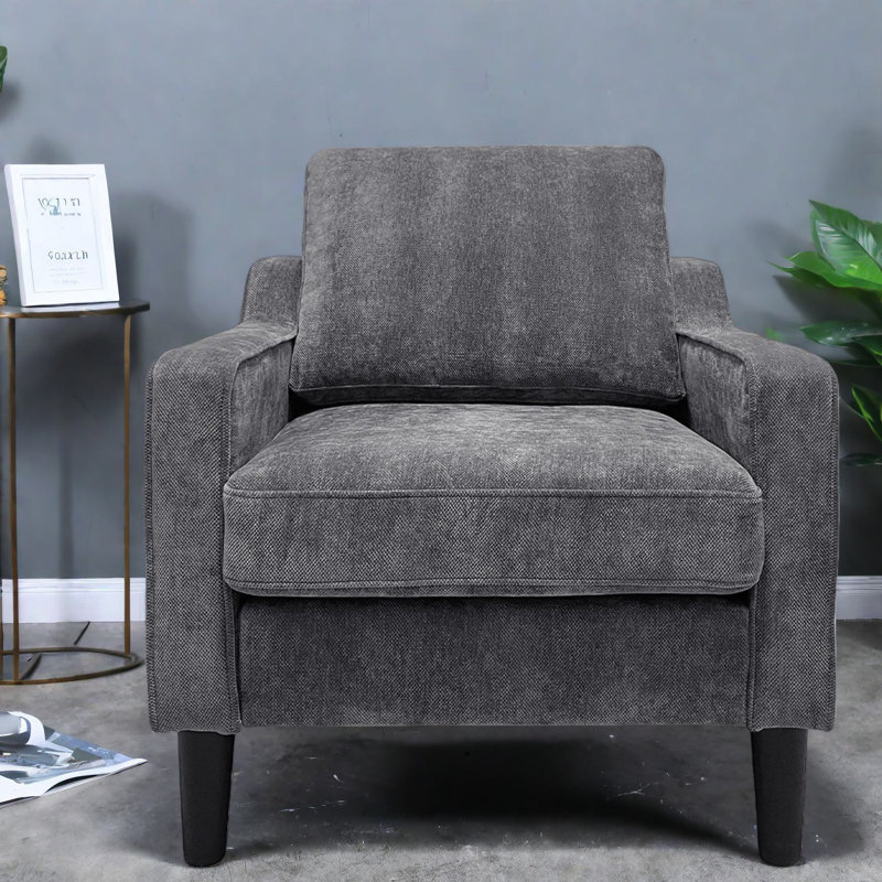 Fauteuil d'appoint confortable en chenille avec pieds en bois durables pour la maison