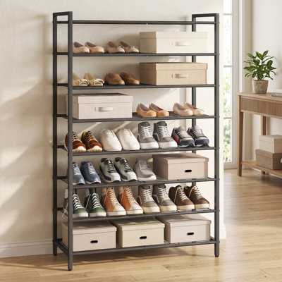 32 Pairs Metal Shoe Rack, Free Standing Shoe Organizer for Entryway Closet Garage Small Spaces, Steel Storage Shelf