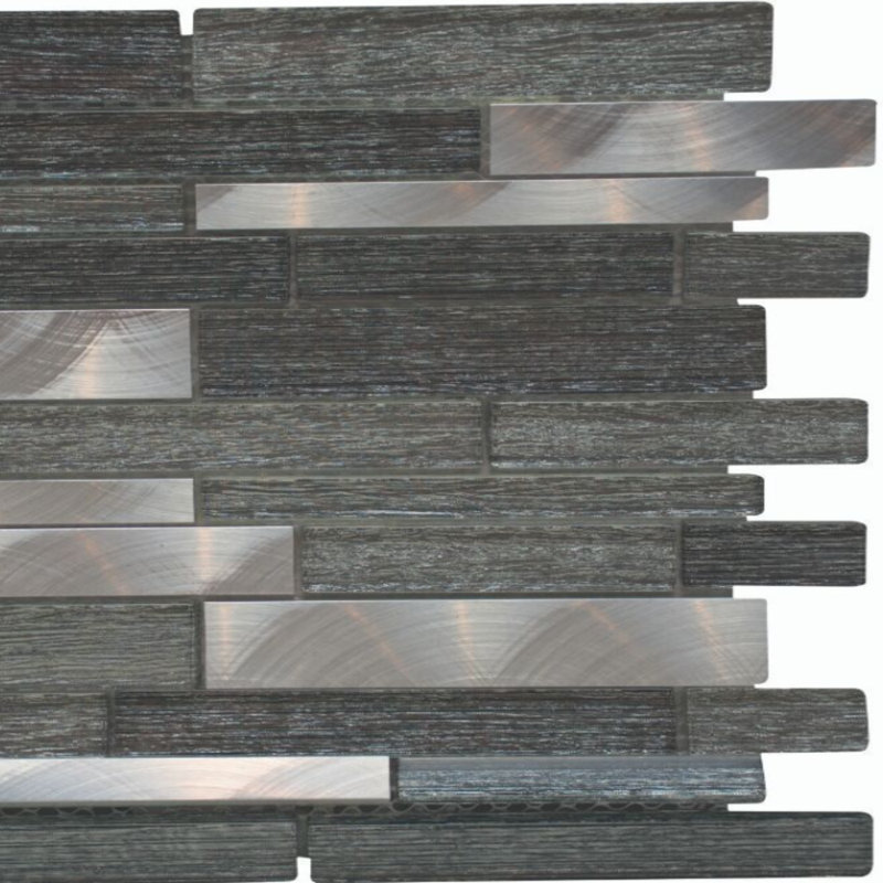 Cosmos Brick Glass Mosaic Tile, Silver
