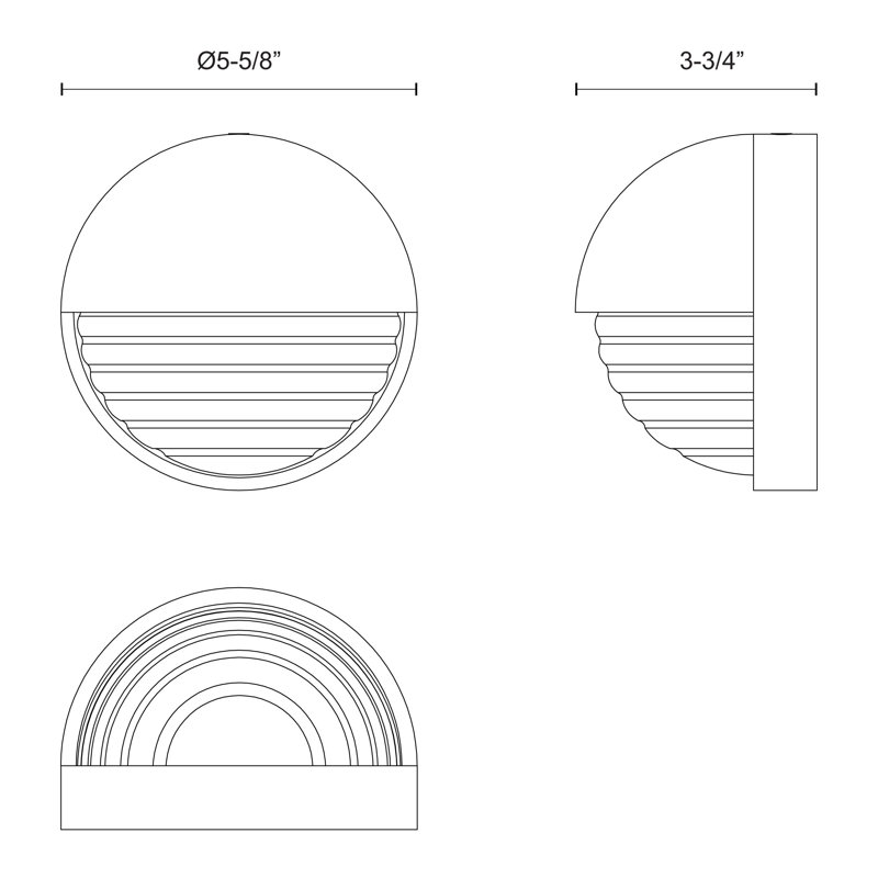 Palais Aluminum LED Flush Mounted Sconce, Ribbed Glass/Vintage Brass