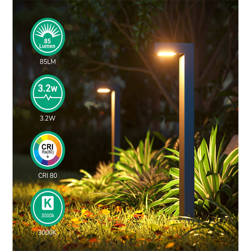 Modern Black Aluminum LED Pathway Lights Set
