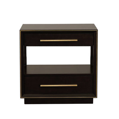 Smoked Peppercorn 2 Nightstand With Deep Storage And Stylish Design For Bedroom 2 Drawers,