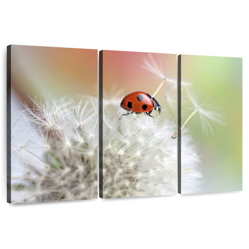 Harnek Ladybug On Dandelion, 24" H x 38" W