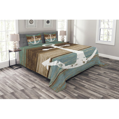 Brown/White/Green 100% Microfibre Bedspread