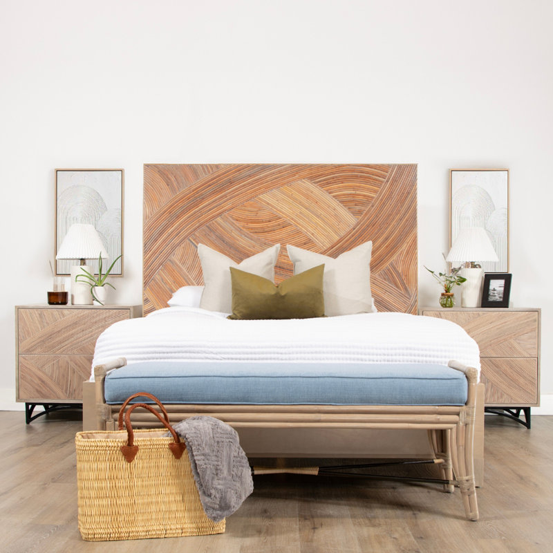 Swirl Rattan Headboard, Natural, Queen