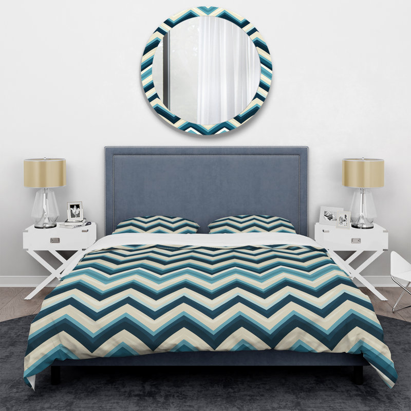 Ensemble de housse de couette géométrique Eichman, Housse de couette pour grand lit et 2 taies décor