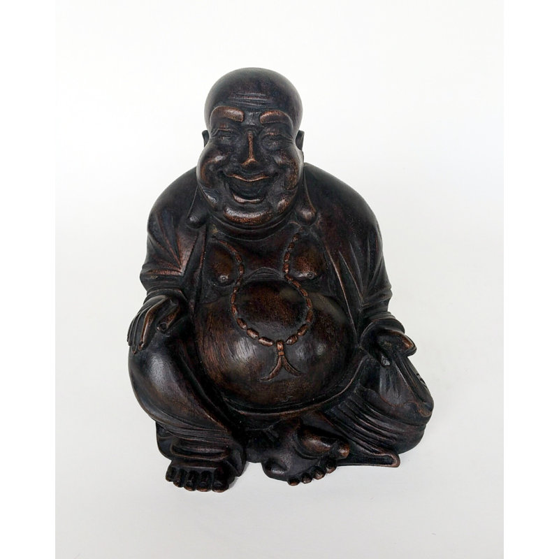 Figurine bouddha happy acajou Maron