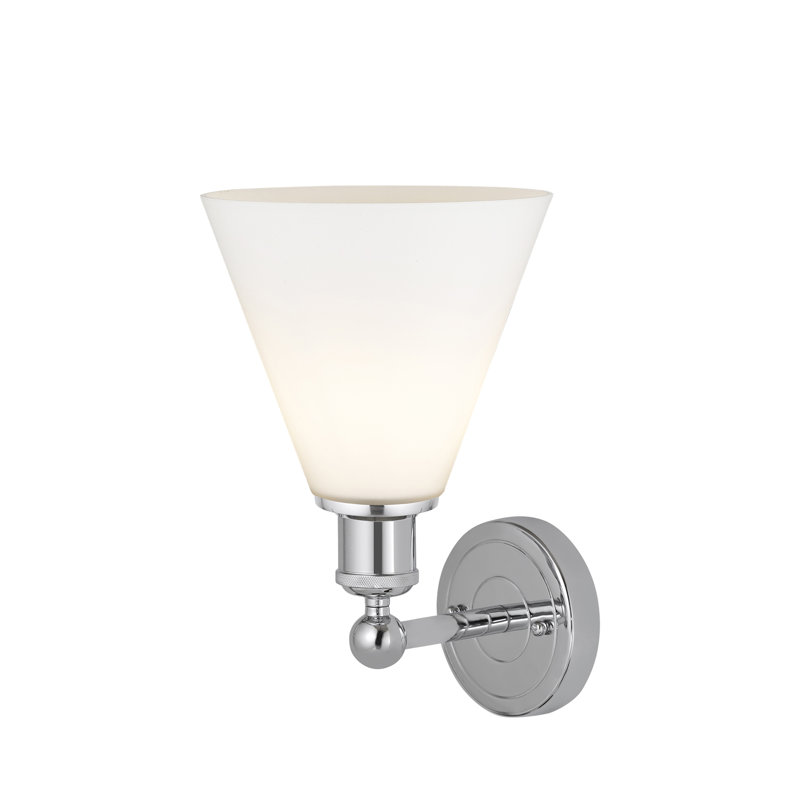 Beva Steel Armed Sconce, Matte White, Polished Chrome