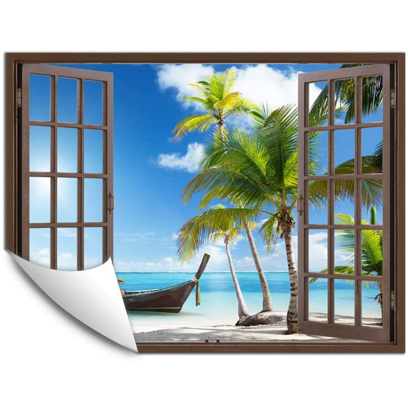 Window Brown Scenery Peel & Stick Border, 36" W x 48" L