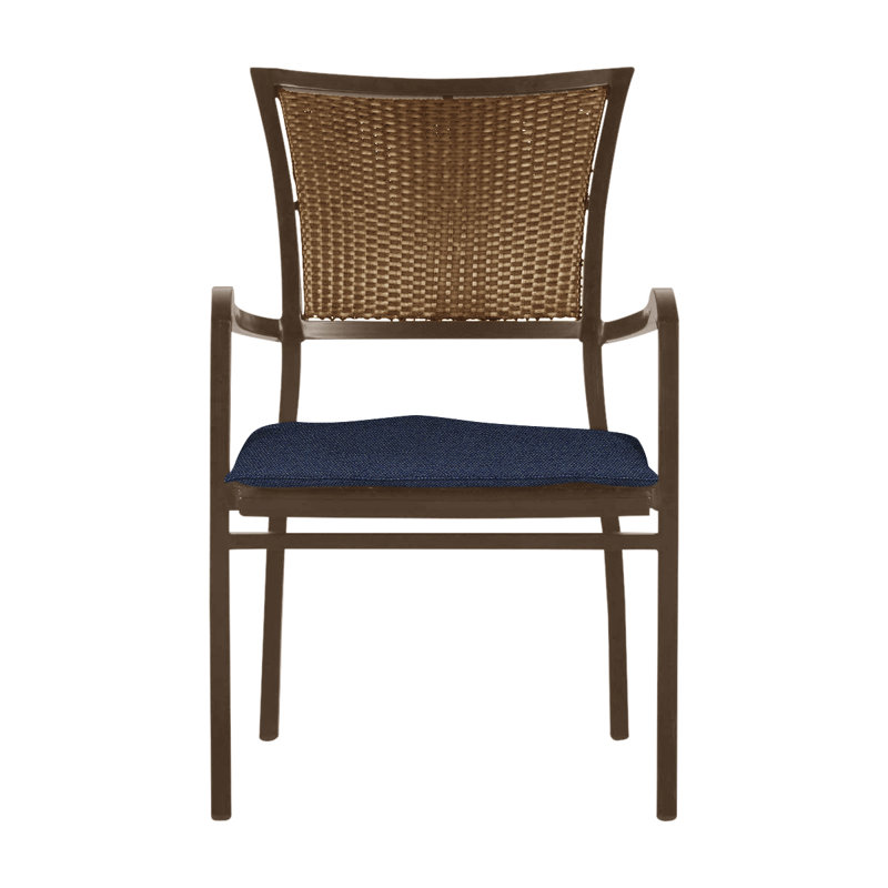 Fauteuil d'extérieur en résine tressée Aire N-Dura, Welt, Chêne / Raphia, Indigo Intermix