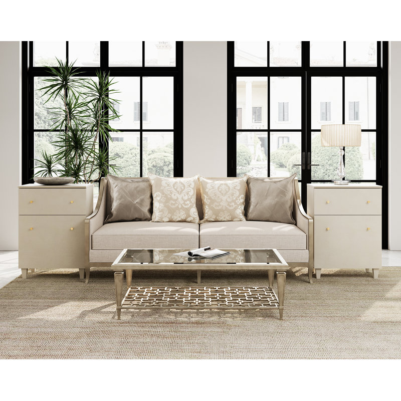 Amvi End Table Set with Storage, Beige, Beige