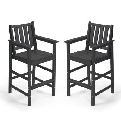 Ensemble de 2 chaises de bar Adirondack SeeHill, chaises haute Adirondack en PEHD avec repose-pieds, ensemble de chaises tabouret à hauteur de bar extérieur, ensemble de tabourets de patio en PEHD pour piscine, balcon et jardin
