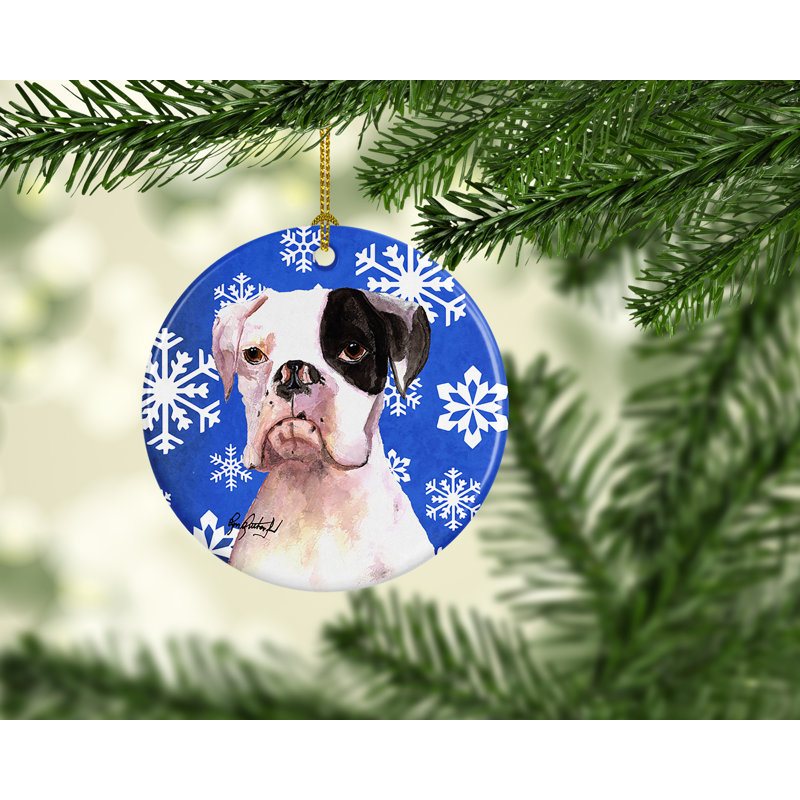 Ornement figurine suspendu en céramique cooper flocons de boxer