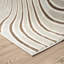 Tapis géométrique rectangulaire beige / blanc tissé à la machine Iselis-4700189