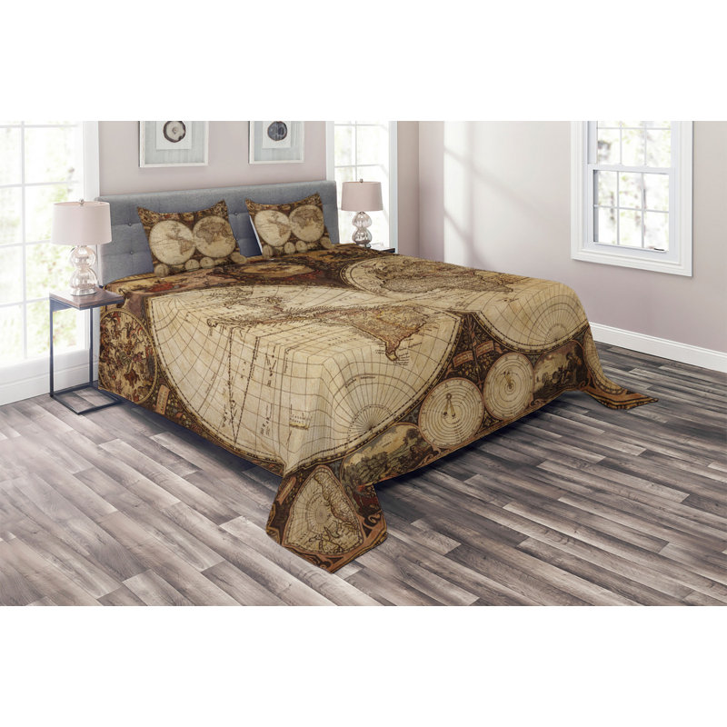 Eclectic Abstract Coverlet, King Bedspread + 2 Shams