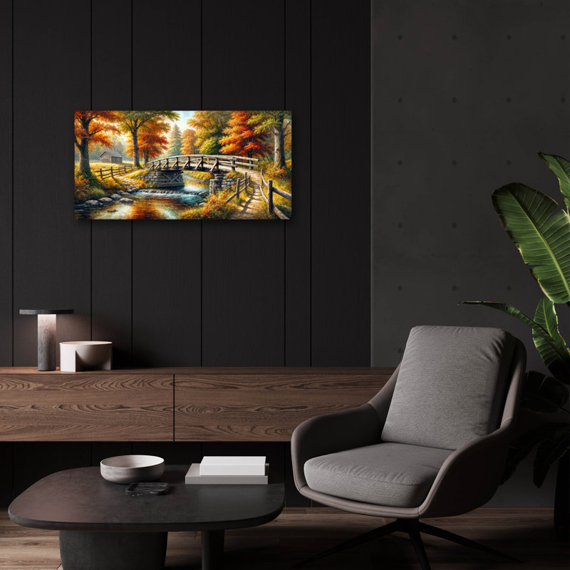  «Countryside Bridge» par Rey Klimt, art mural en verre acrylique, H 12 po x l 24 po