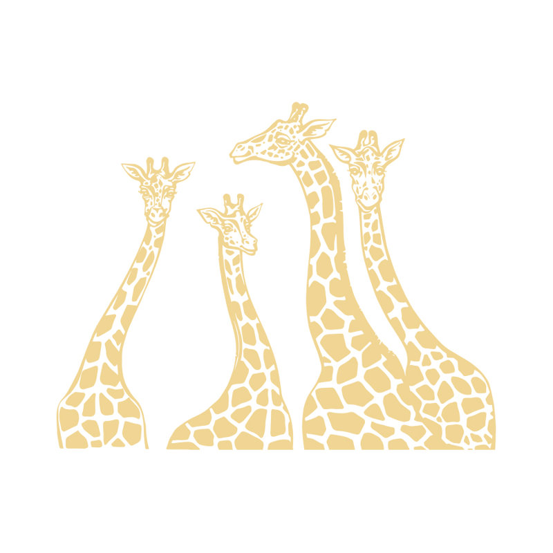 Adhésif décoratif famille girafe, Crème