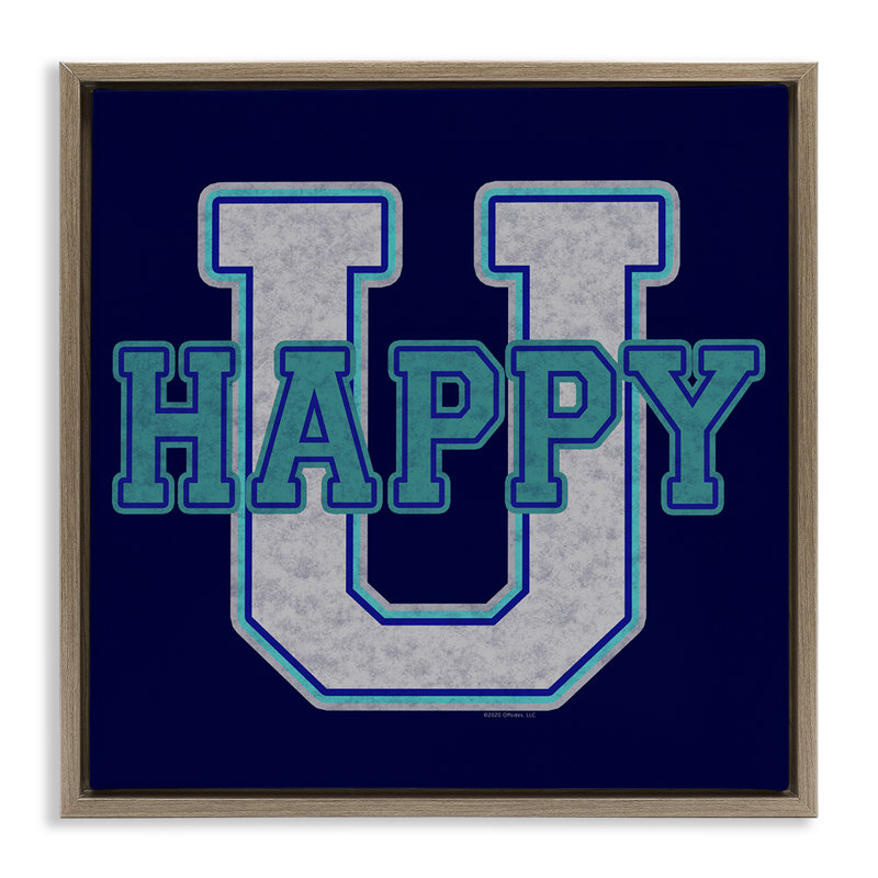 Art mural en toile Happy U, H 18 po x l 18 po, Cadre flottant orme Montalcino