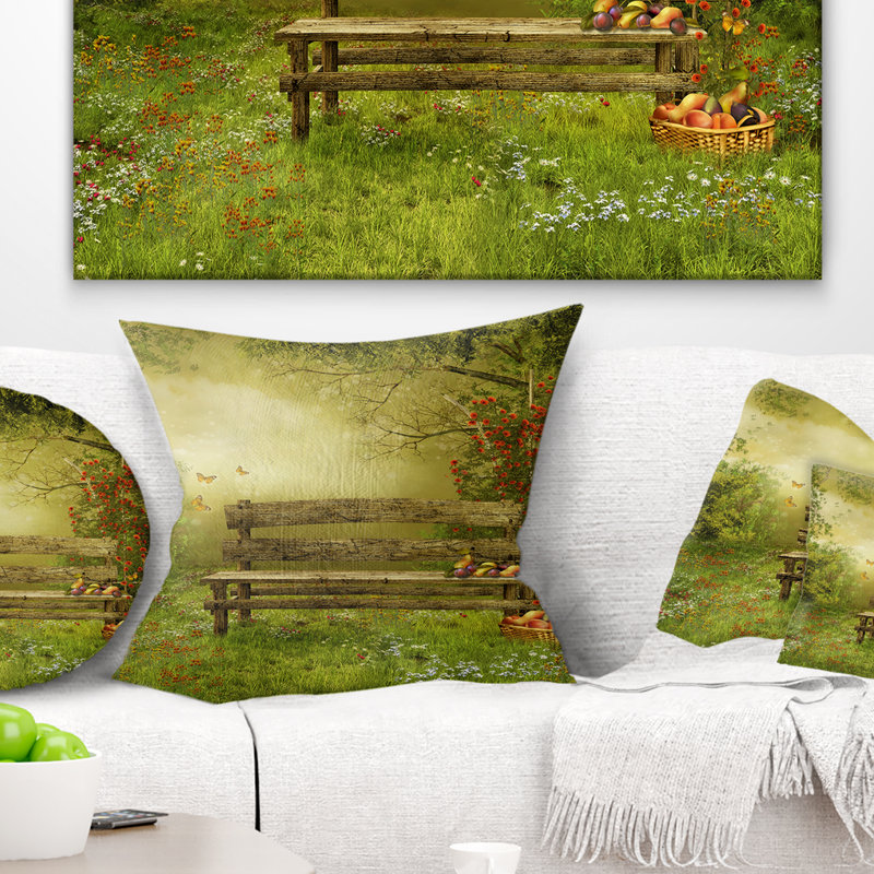 Coussin de banc en bois Schafer, 16 po x 16 po, Coussin décoratif