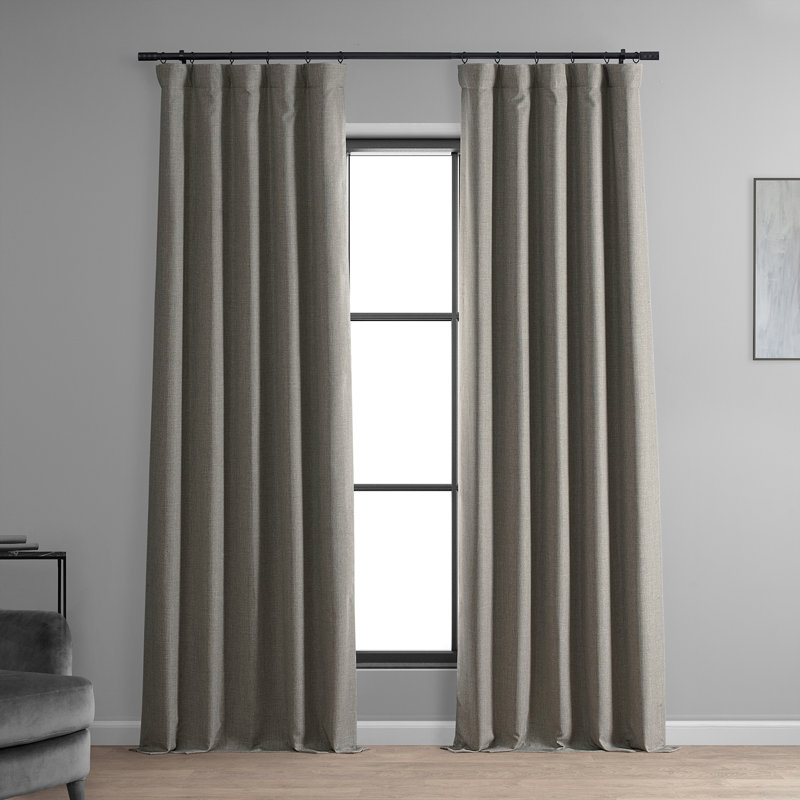 Faux Linen Thermal Blackout Curtains for Bedroom & Living Room Curtains - Single Panel Drapes (1 Panel), Destination Slate