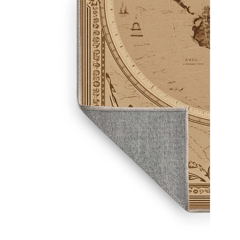 Tapis damassé brun classique et beige lavable à la machine Pavni, 7 x 9