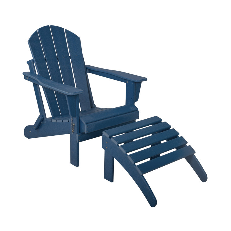 Laguna Foldable Outdoor Adirondack Chair, Navy Blue