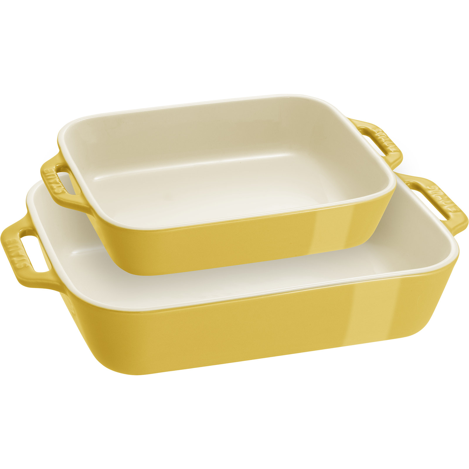 Ceramique 2-Piece Rectangular Baking Dish Set, Citron