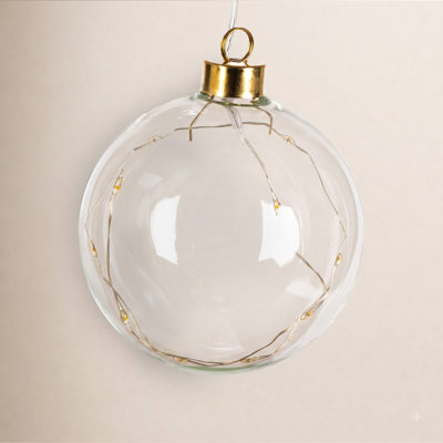 Glass Christmas Ornament Garland with String Lights
