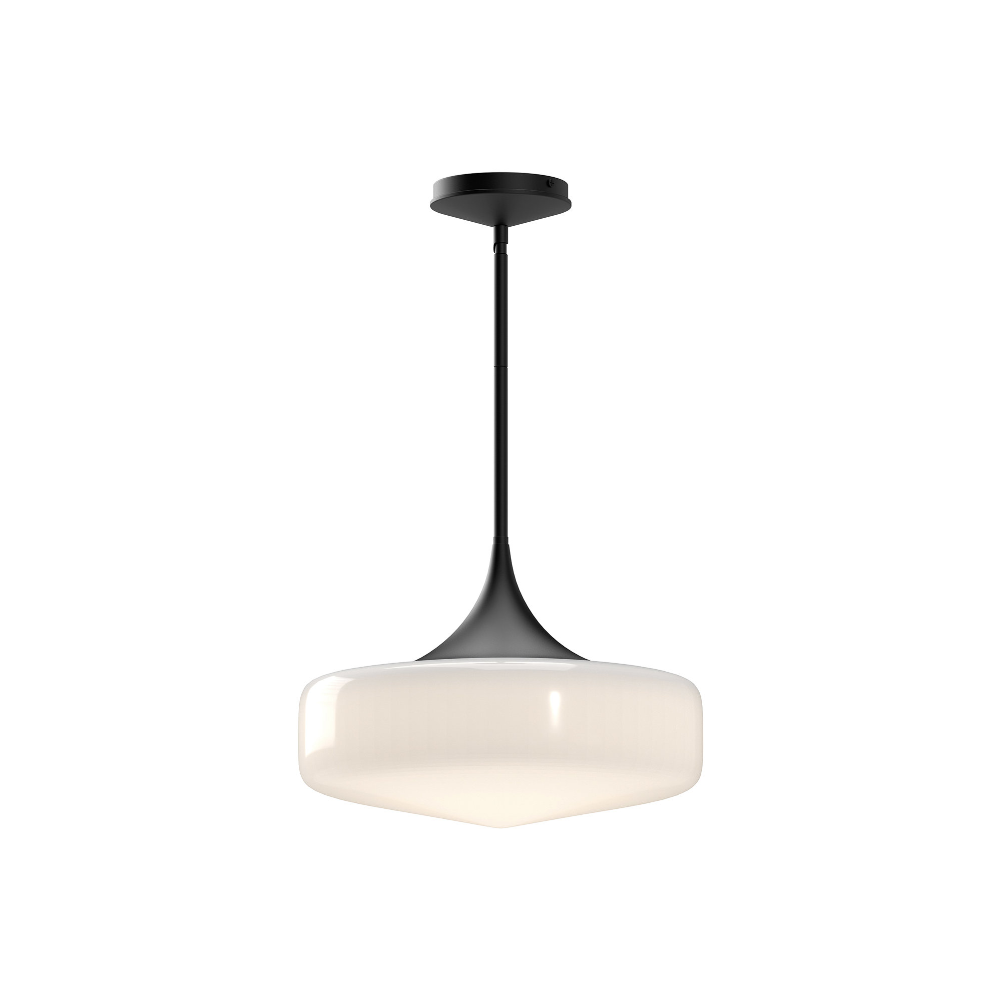 Nathania 1-Light Schoolhouse Glass Pendant , Matte Black