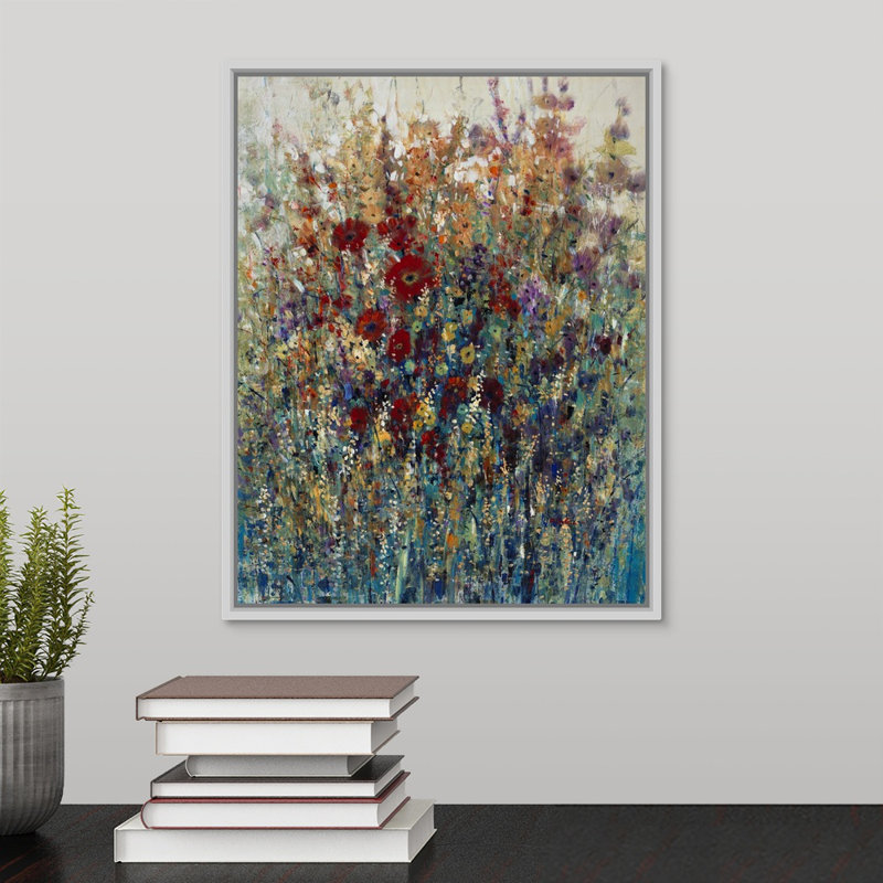 «Petals of Perception», peinture sur toile, Cadre flottant blanc, H 15,7 po x l 12,7 po x p 1,75 po